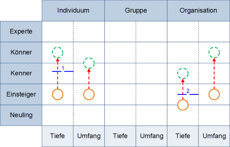 Die Kompetenzstufen für Organisationen mit Entwicklungsvorgaben, (C) Peterjohann Consulting, 2016-2024