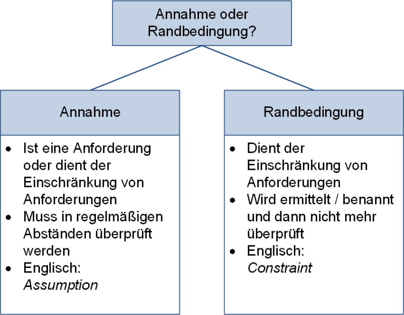 Unterschiede Annahme und Randbedingung, (C) Peterjohann Consulting, 2022-2025