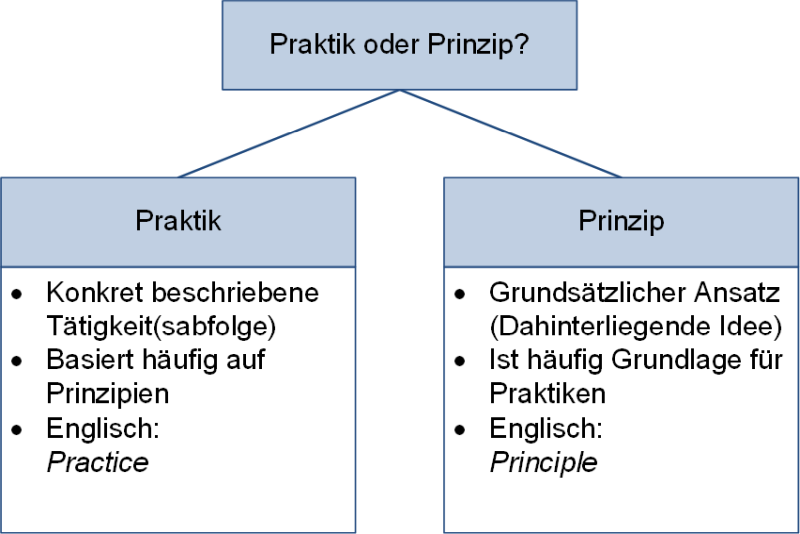 Unterschiede Praktik und Prinzip, (C) Peterjohann Consulting, 2023-2024